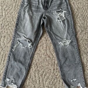 American Eagle Outfitters Gray Distressed Flare Jeans